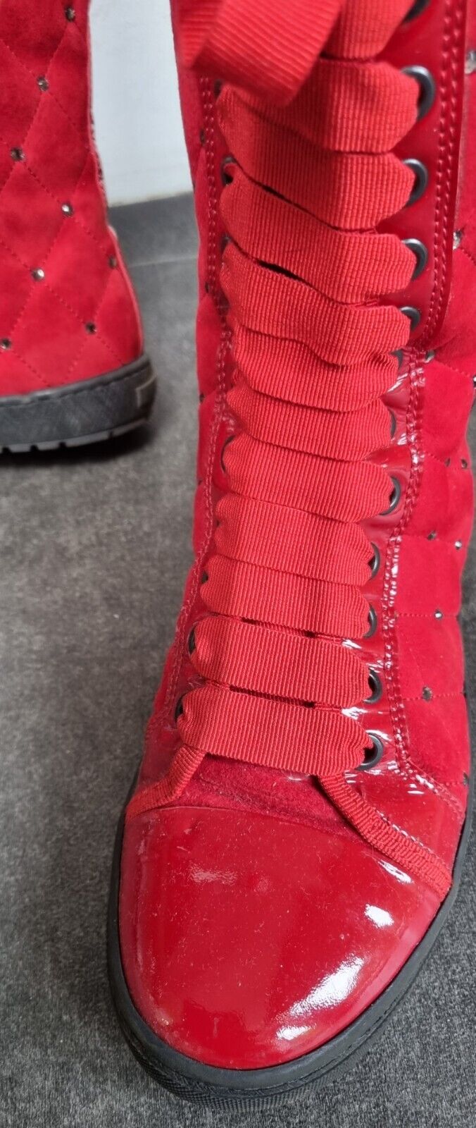 Gorgeous Gianfranco Ferre Womens Quilted Red Boots Size 36 With Box