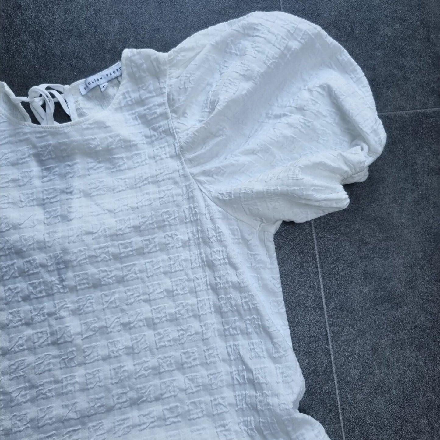 English Factory Women's White, Lined Short Dress With Ties At Back Size XS