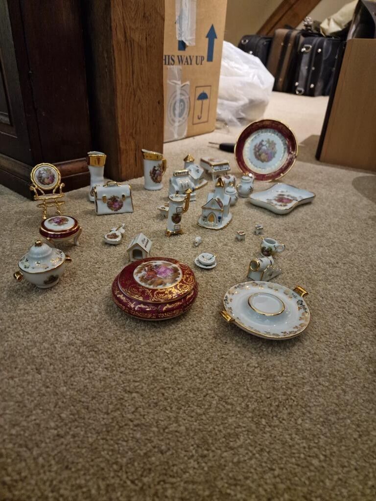 Limoges Minature Figurines And Plates, Job Lot Sold Together