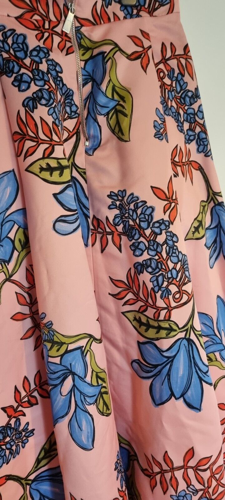 Pinko Made In Italy Pink Floral Satin Fully Lined, Wrap Over Skirt Size 8