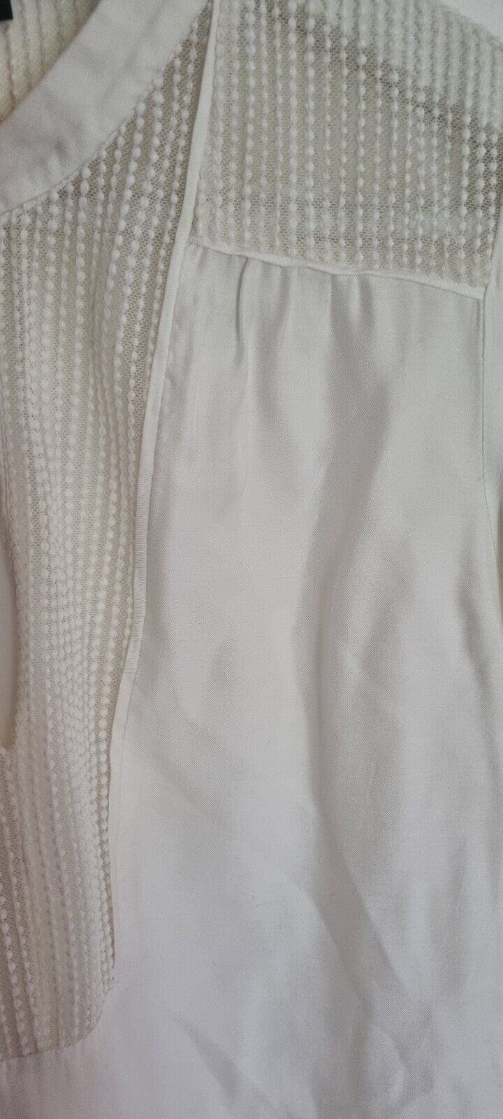Maje Women's Ivory Long Sleeved V Neck Blouse With Lace Detail Size 1