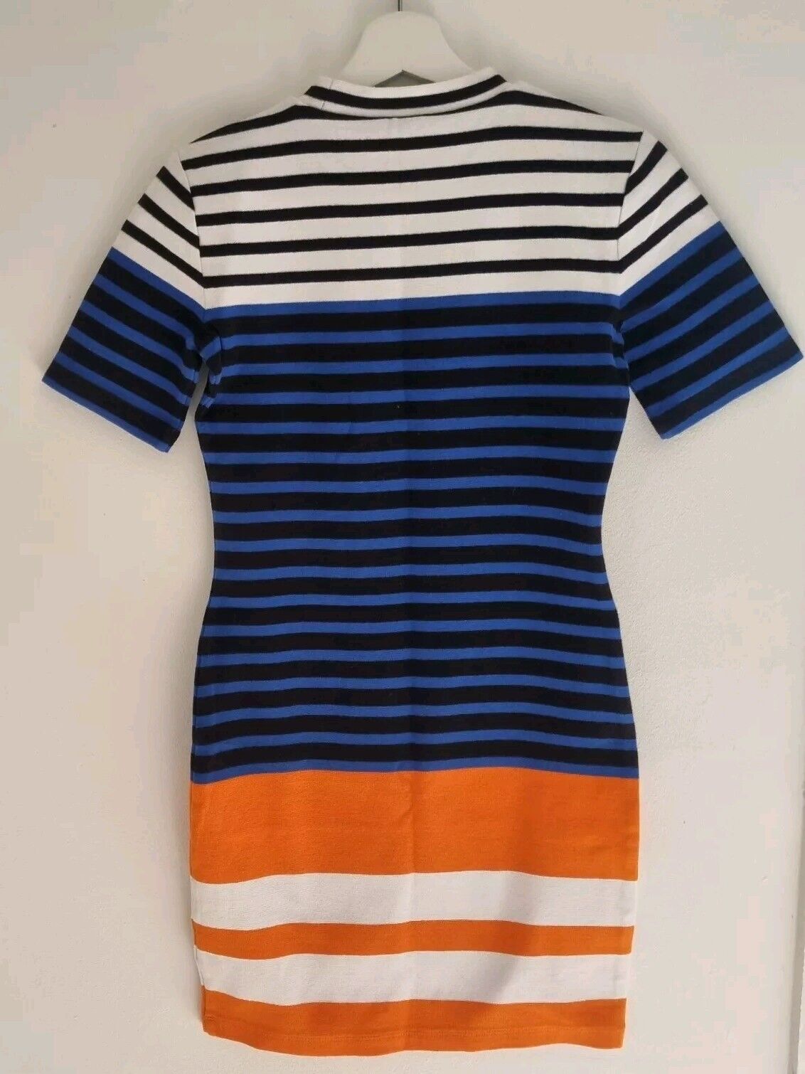 T By Alexander Wang Women's Blue, Orange And White Striped Mini Dress Size Small