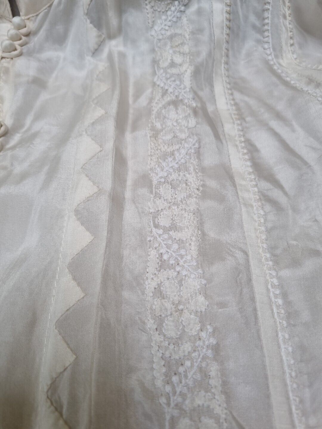Juliette Dunn 100% Silk Women's White Embroidered And Buttoned Kaftan Size 3