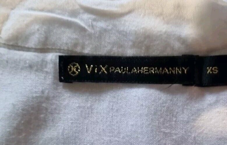 Paula Hermanny Vix Women's White Grandad Collar Beach Dress Shirt Size XS