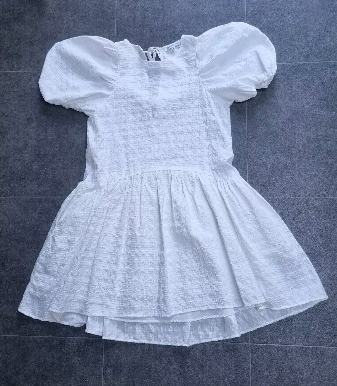 English Factory Women's White, Lined Short Dress With Ties At Back Size XS