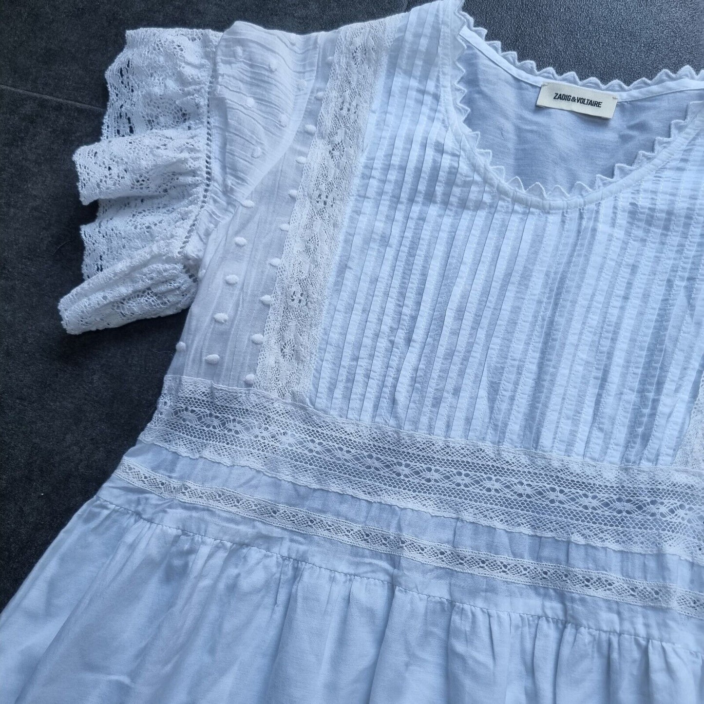 Zadig And Voltaire Women's White With Lace, Lined, Short Dress Size XS
