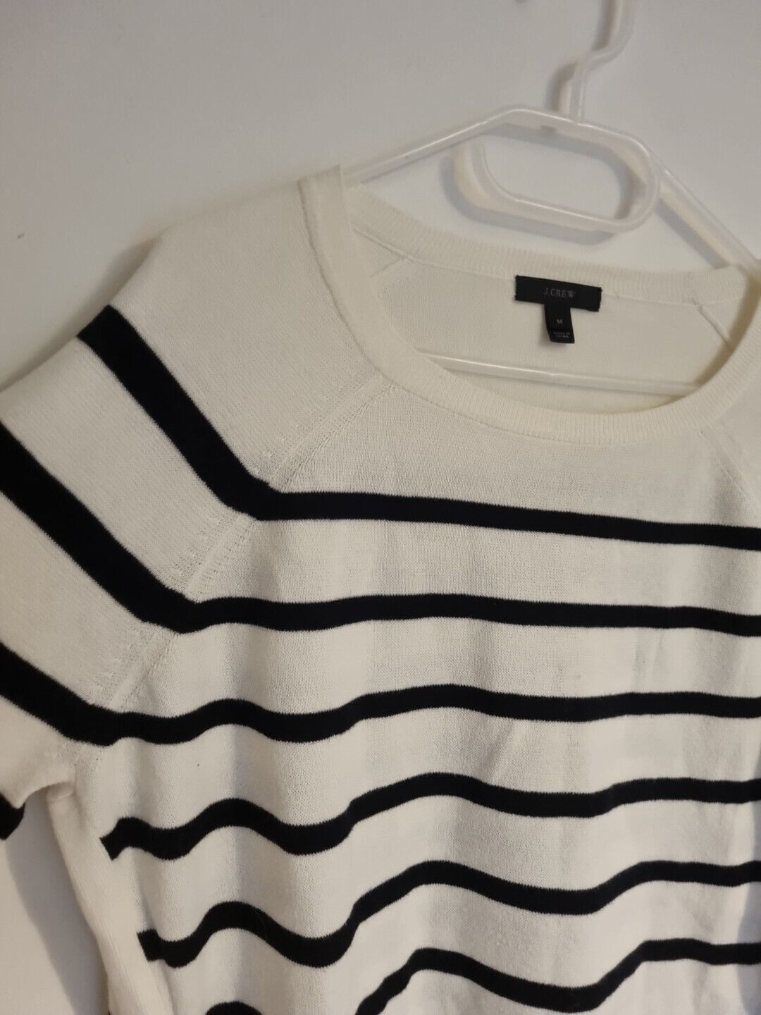 J Crew Women's White And Black Striped Jumper Pullover 100% Cotton Size Medium