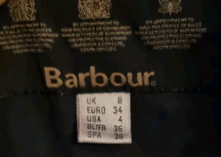 Barbour Womens Quilted Black Jacket size 8