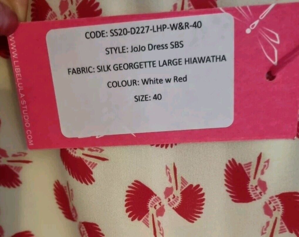 BNWT Libelula Silk Jolo Dress White And Red Size 40