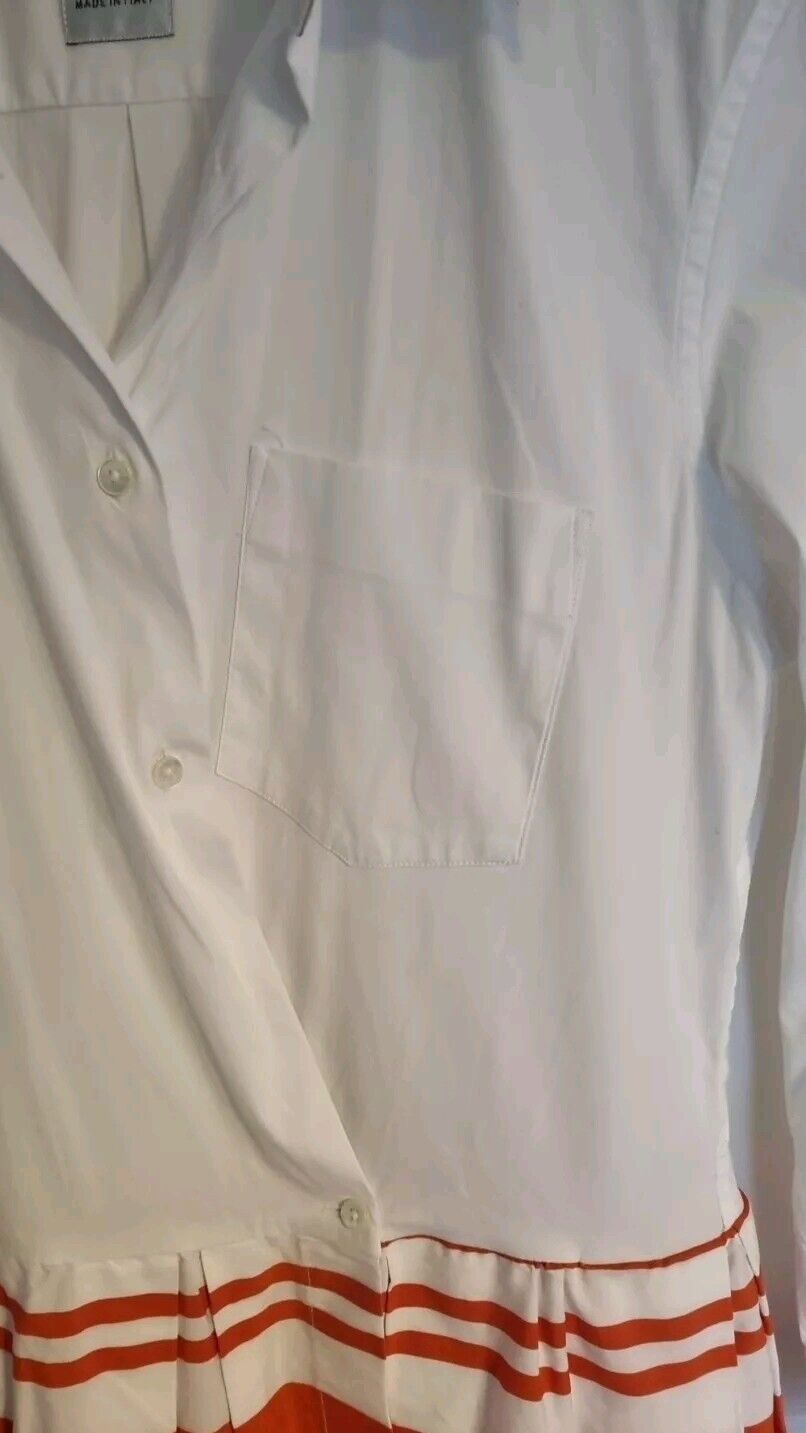 Sara Raka Women's Made In Italy White And Orange Wrap Over Collared Dress 42