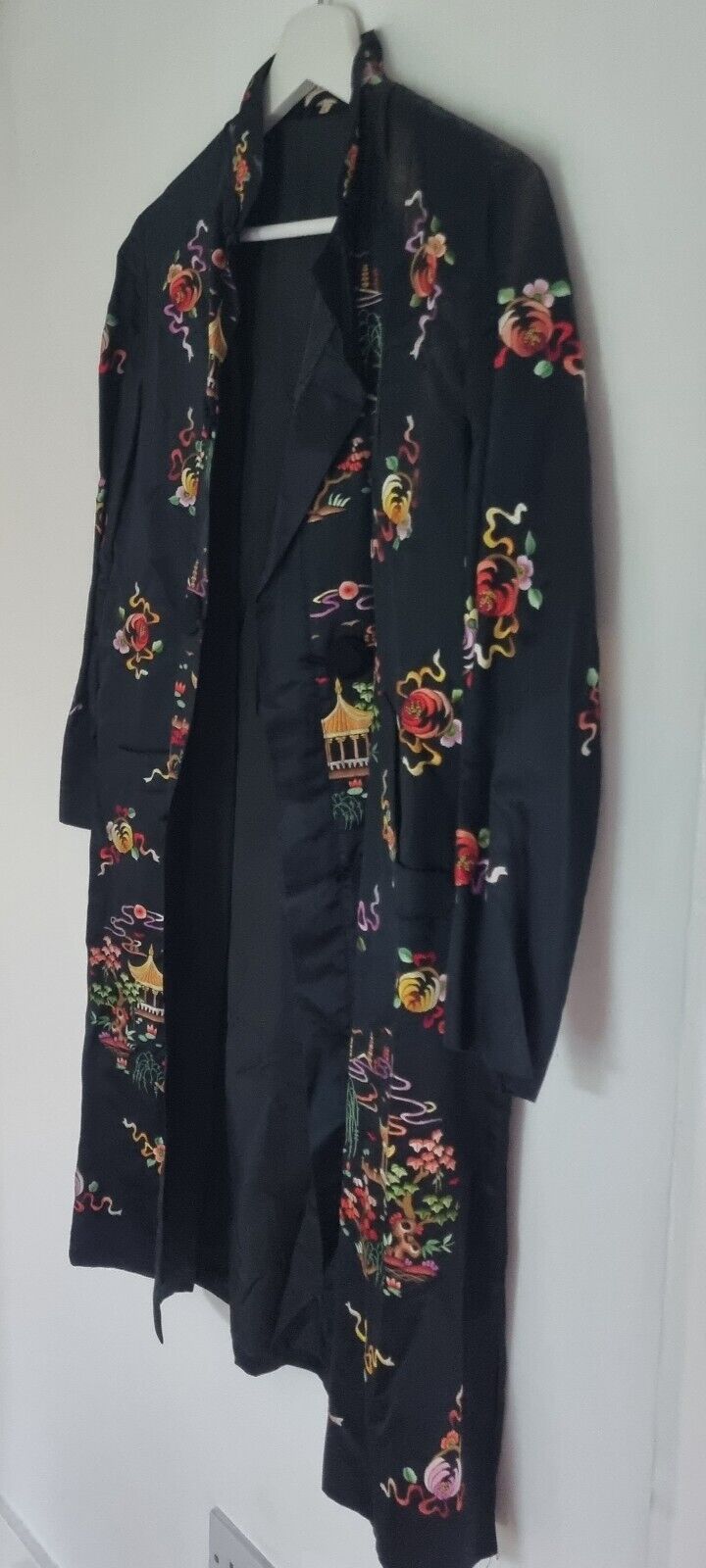 Golden Bee Vintage Women's Black Silk Kimono Jacket Size S