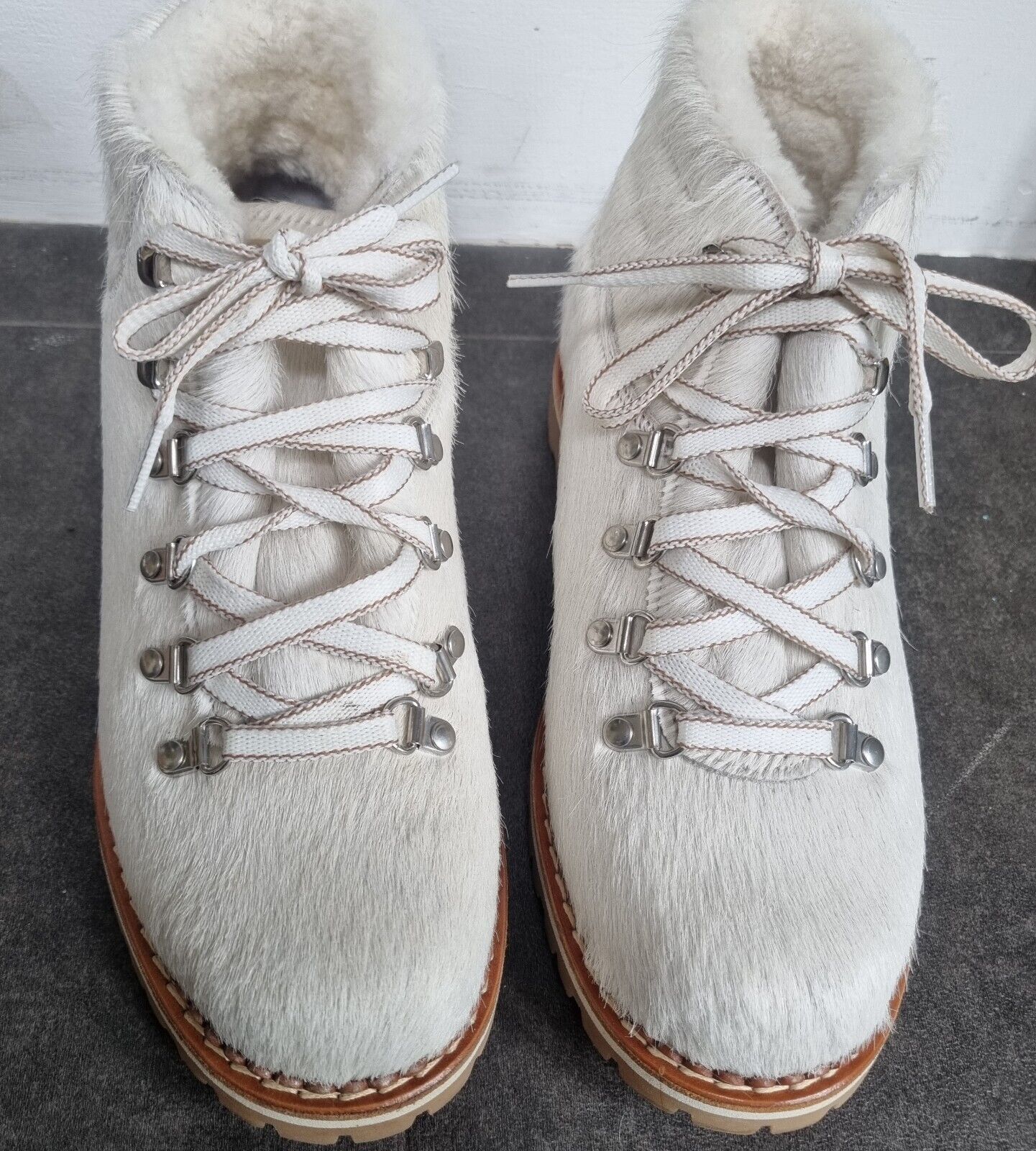 Montelliana Women's White Fur Boots Size 39