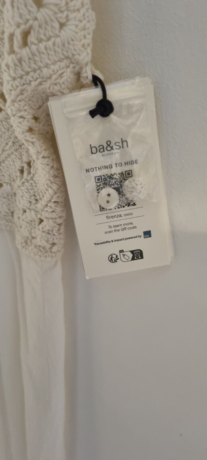 BNWT ba&sh Designer Women's Ivory Crochet Bodice Cotton, Lined, Maxi Dress 0