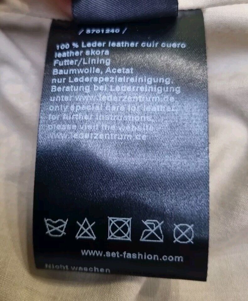 Set Women's Grey Distressed Leather Jacket Size 38 New Unworn