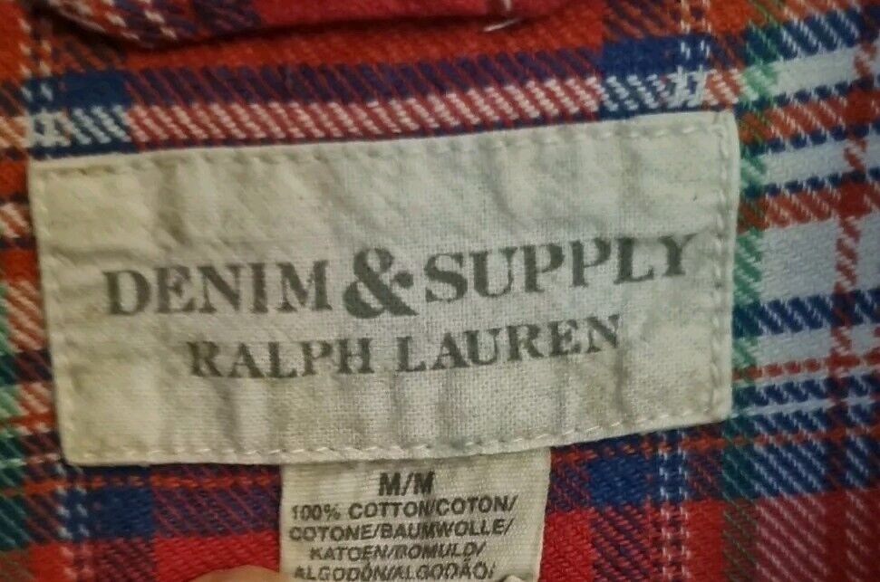 Denim And Supply By Ralph Lauren 100% Cotton Men's Red Checked Shirt Size M