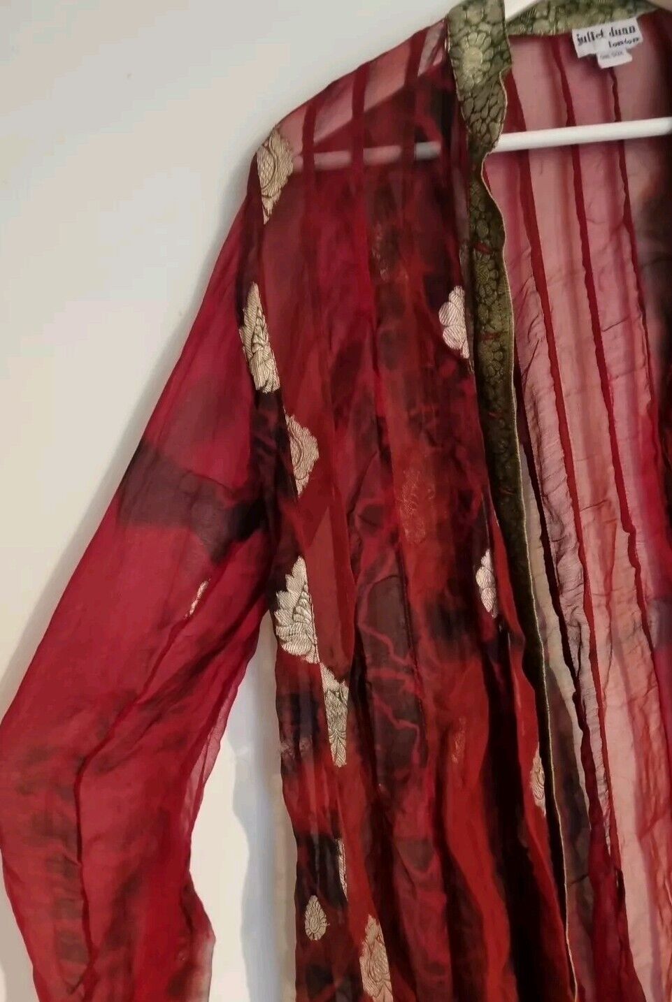 Juliette Dunn Women's Red Sheer 100% Silk Housecoat. One Size