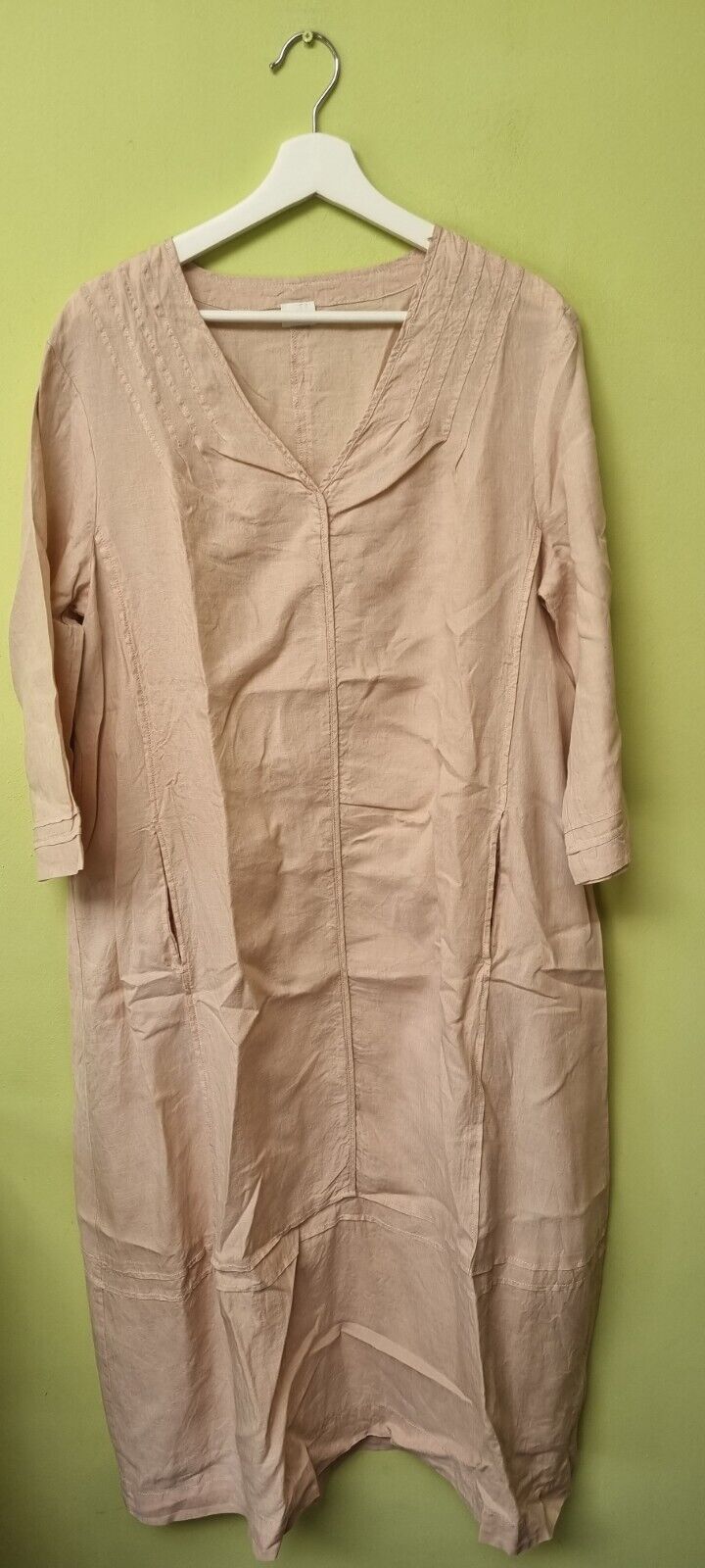 Poetry London Women's 100% Linen Long Pink Dress Size UK 16