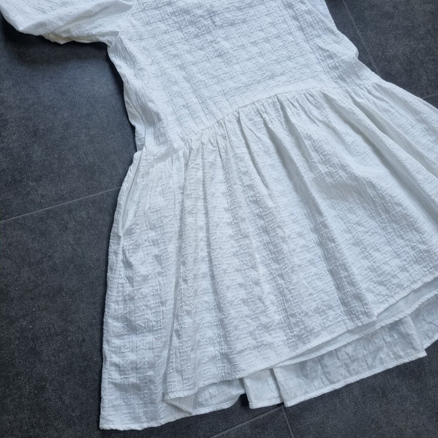 English Factory Women's White, Lined Short Dress With Ties At Back Size XS