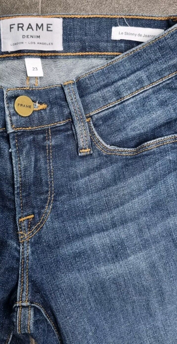Frame Women's Blue Jeans Distressed, Cropped, Skinny Size 23