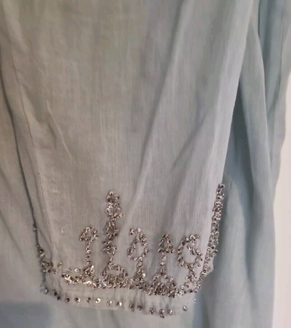 Juliette Dunn Women's 100% Cotton Pale Blue Beaded Kaftan Size 2