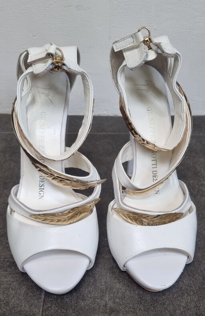 Giuseppe Zanotti Women's White Gold Leaf Heals Size 37