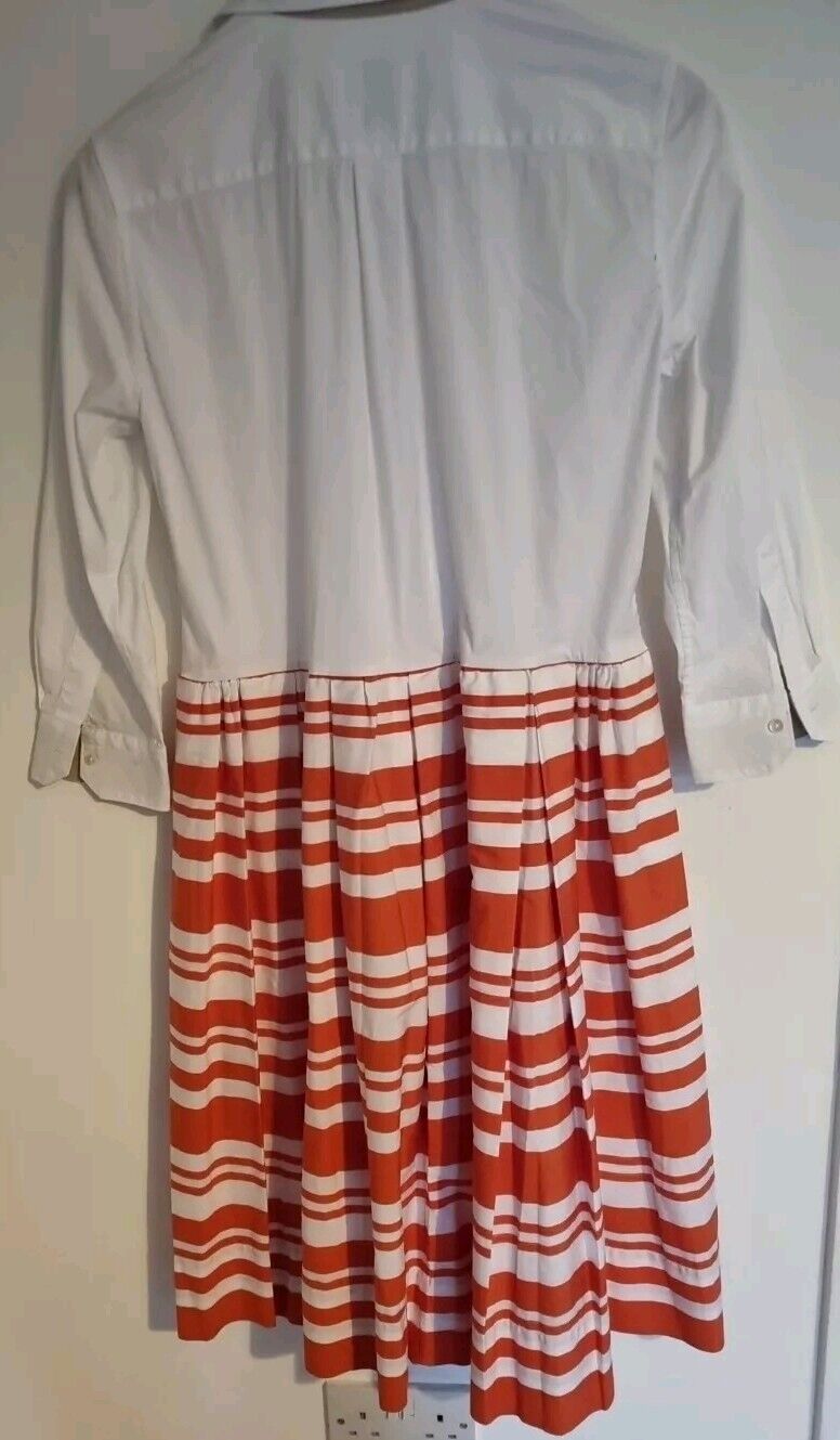 Sara Raka Women's Made In Italy White And Orange Wrap Over Collared Dress 42