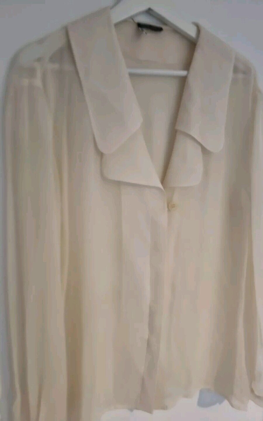 Georgio Armani Milan Women's Cream 100% Pure Silk Blouse Size Approx 14/16