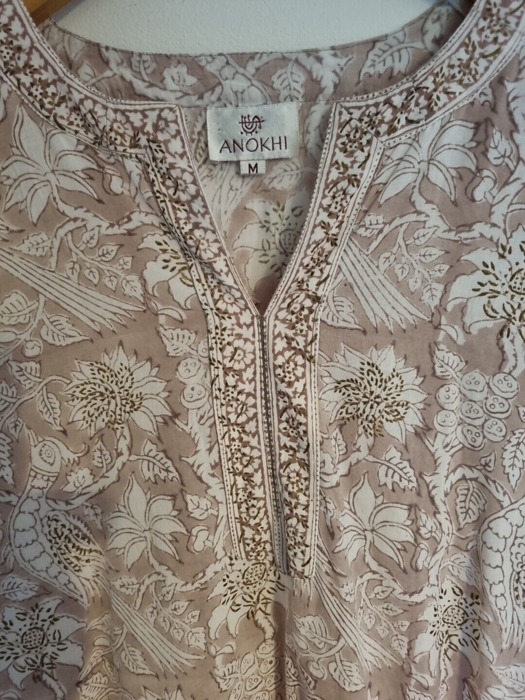 Anokhi Women's 100% Cotton Tunic Kaftan Beach Top Made In India Size Medium