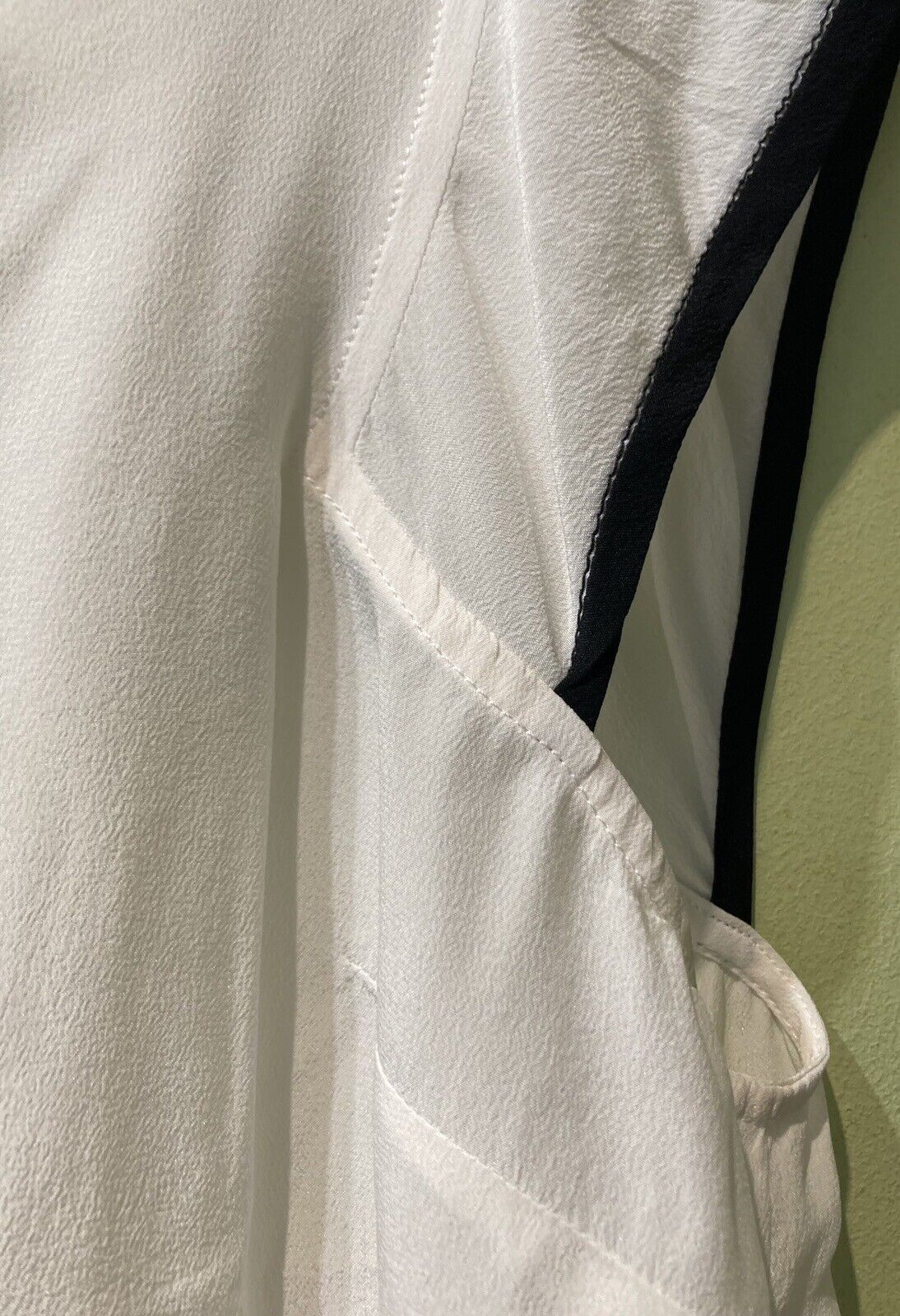 Sandro Paris Women's White 100% Silk Sleeveless Top Size 1 With Black Edging