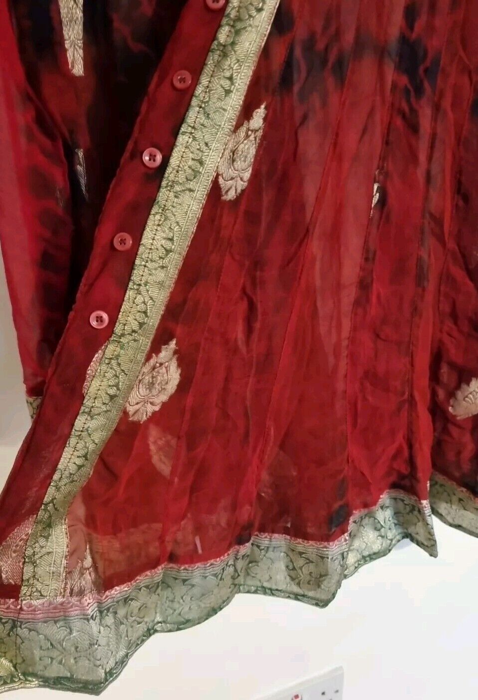Juliette Dunn Women's Red Sheer 100% Silk Housecoat. One Size