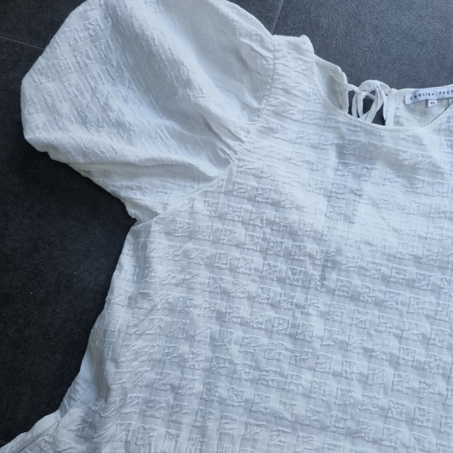 English Factory Women's White, Lined Short Dress With Ties At Back Size XS