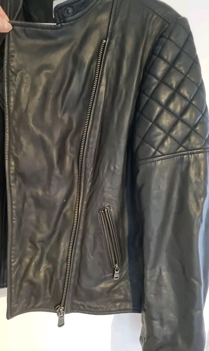 Jigsaw Women's Black 100% Leather Biker Jacket Size 14
