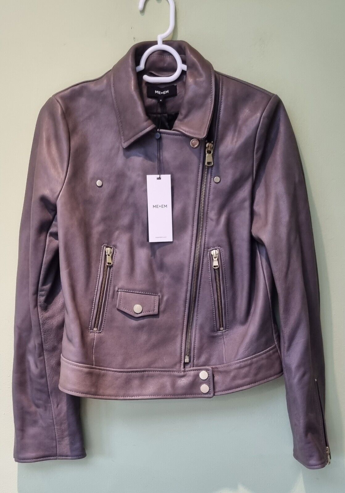Reduced: Gorgeous BNWT Designer ME+EM Women's Lambs Leather Jacket Size 6
