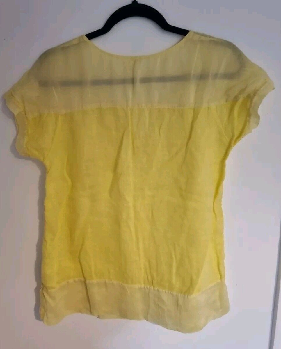 120% Lino Silk And Linen Mix Women's Yellow Blouse Size 44