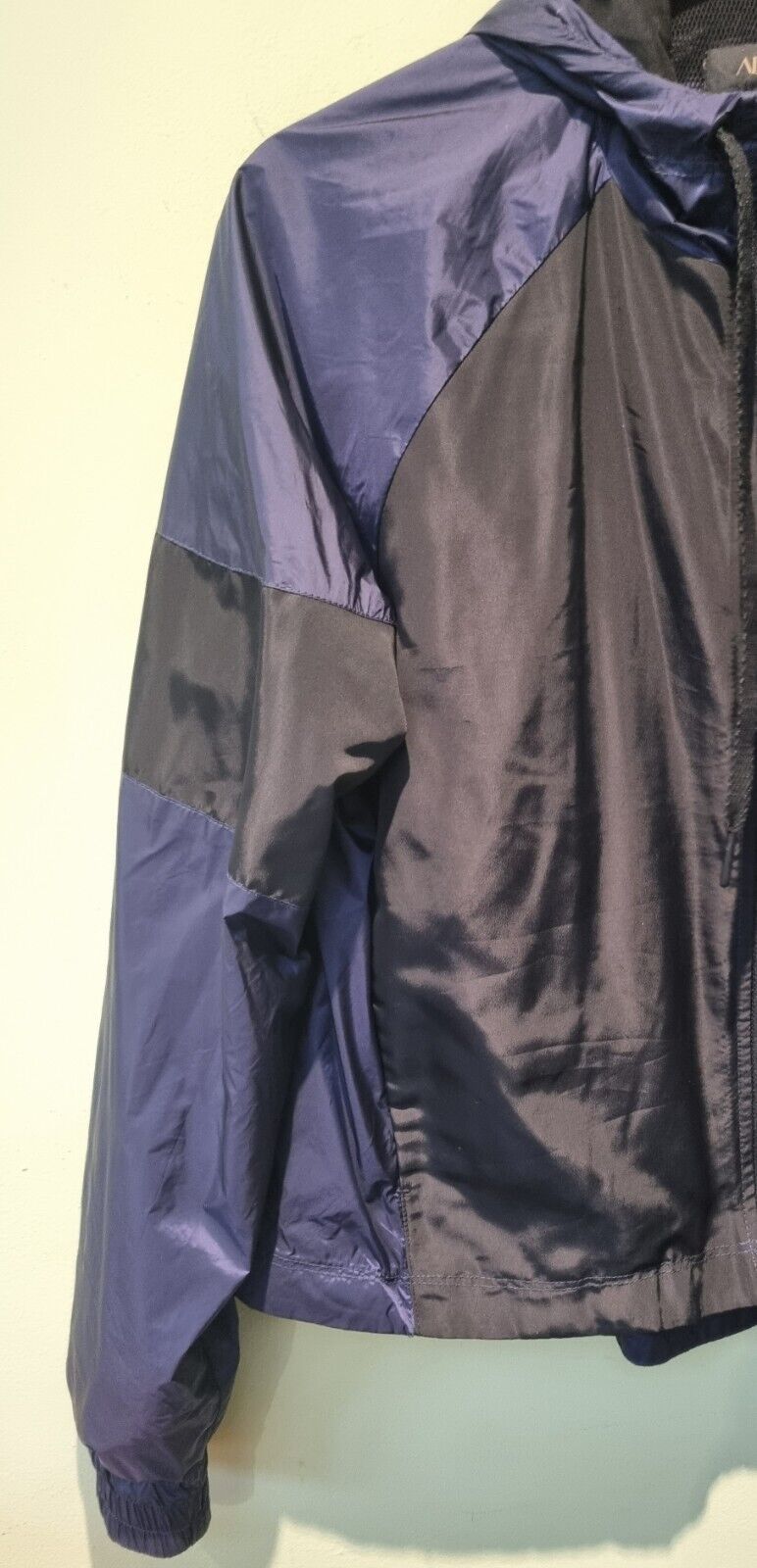Alala Women's Windcheater Black And Navy Light Rain Hooded Jacket Size XS