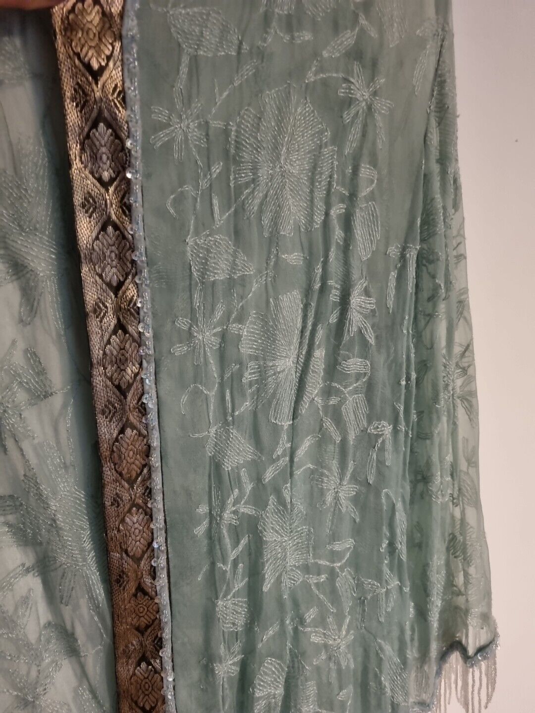 Nina Morris Women's Pale Green Lace Sheer House Coat One Size