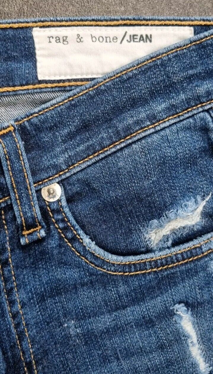 Rag&Bone Women's Blue Cropped, Distressed Jeans Size 23