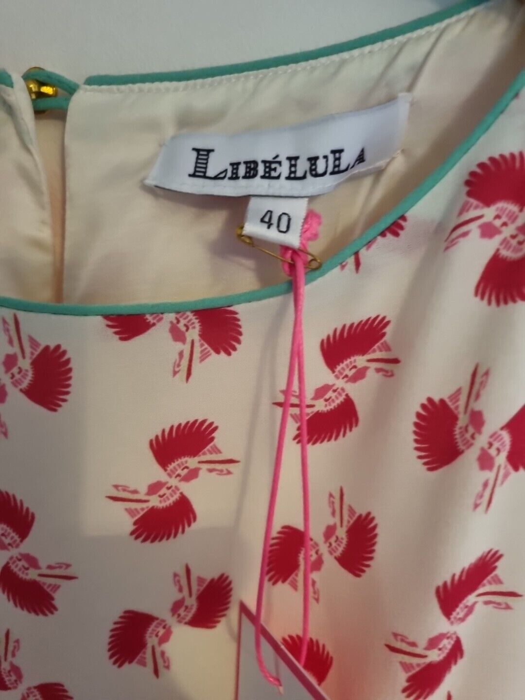 BNWT Libelula Silk Jolo Dress White And Red Size 40