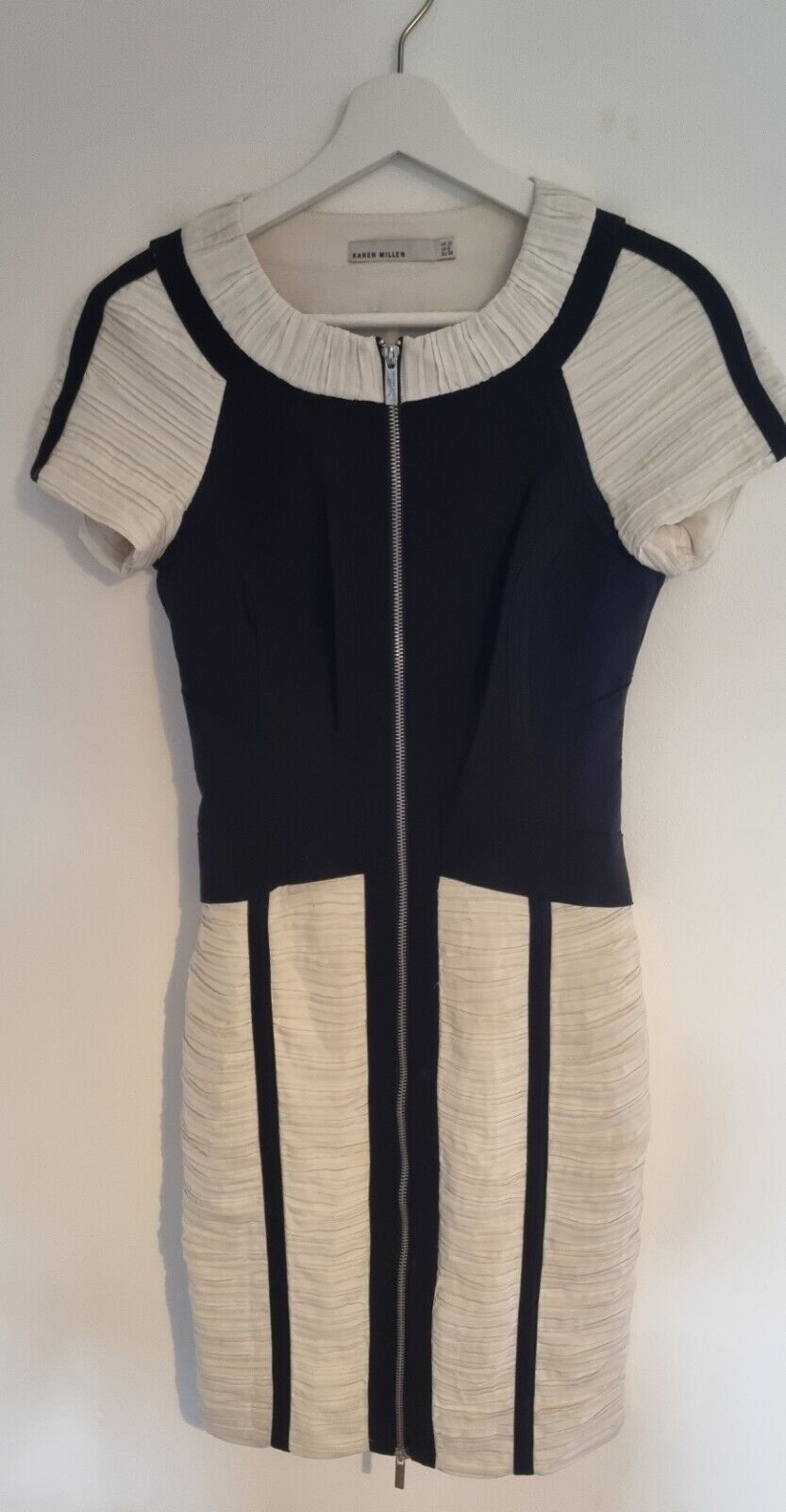 Designer Karen Millen Women's Black/Ivory Dress Size 10