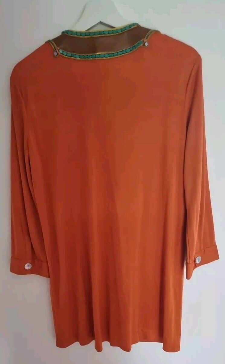 Monisha Jaising Women's 100% Silk Orange Beaded Kaftan One Size