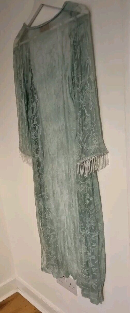Nina Morris Women's Pale Green Lace Sheer House Coat One Size