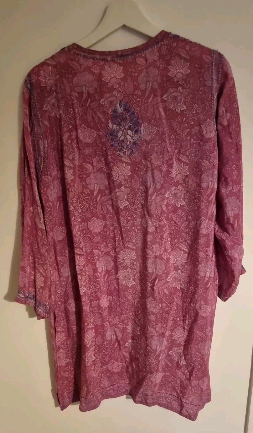 Aurobelle Exclusive Ibiza Women's Pink/ Purple Silk Kaftan, Tunic Dress Size 42