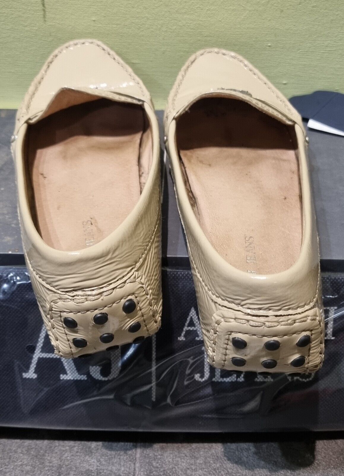 AJ Jeans By Armani Women's Flat Patent Leather Shoes UK 3.5 With Box & Dust Bag