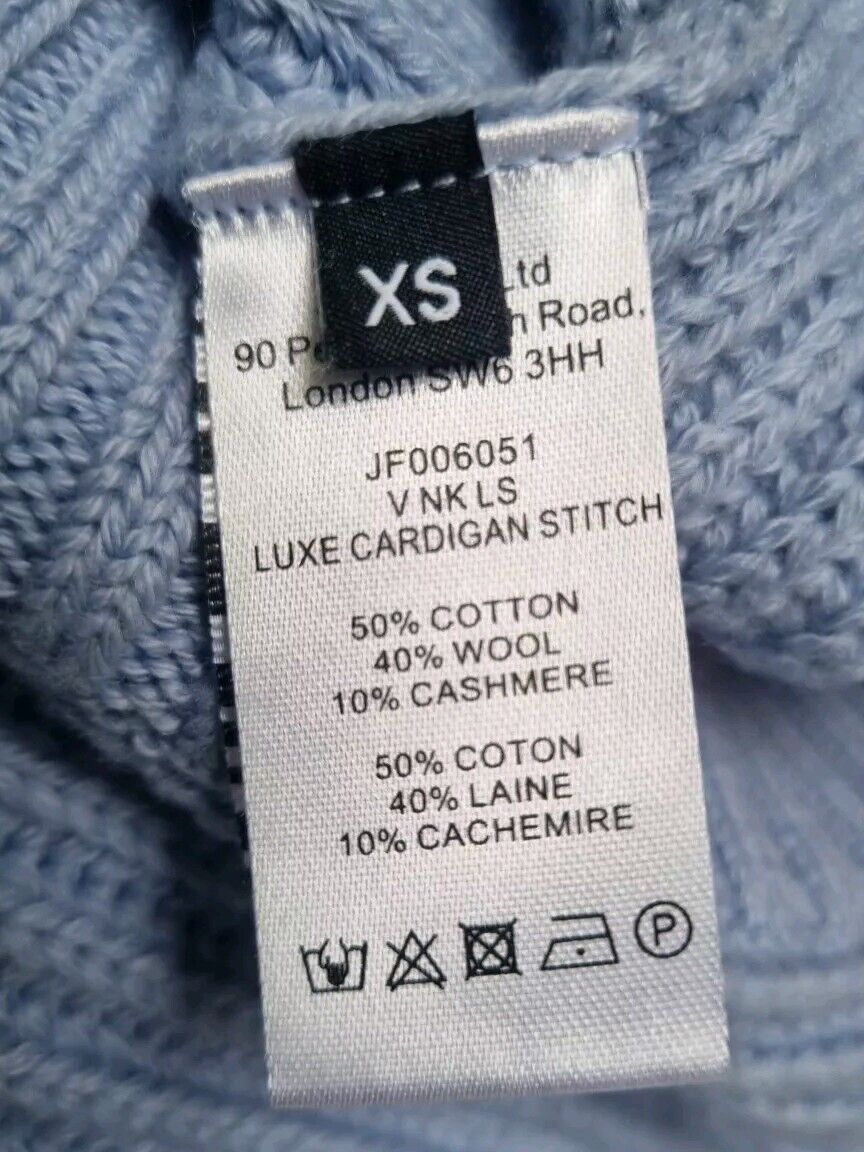 Joseph Women's Blue Chunky Knit Cropped V Neck Pullover, Jumper Size XS