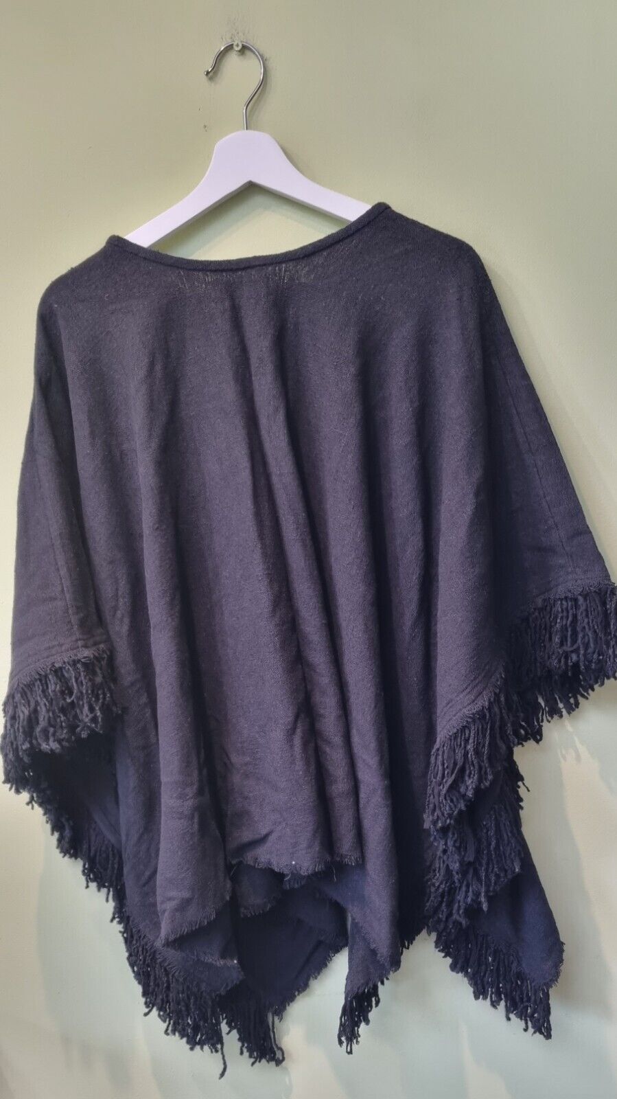Isabel Marant Women's Black 100% Silk Tassled Poncho Size Small