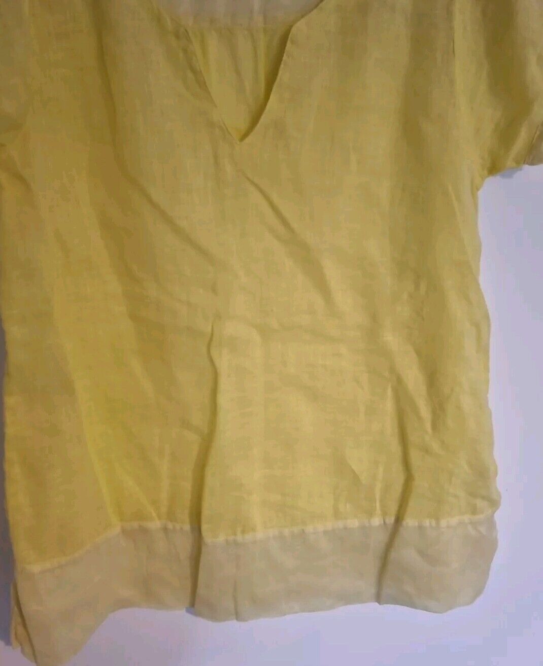 120% Lino Silk And Linen Mix Women's Yellow Blouse Size 44