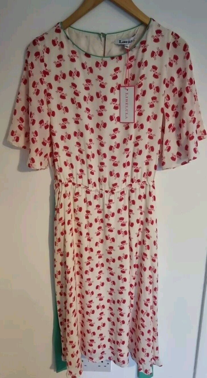 BNWT Libelula Silk Jolo Dress White And Red Size 40