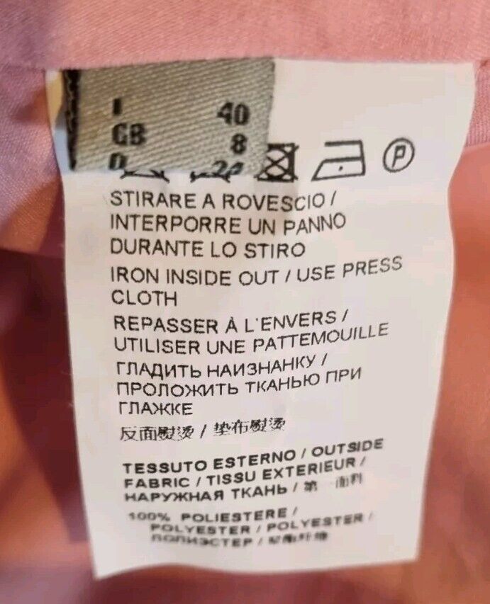 Pinko Made In Italy Pink Floral Satin Fully Lined, Wrap Over Skirt Size 8