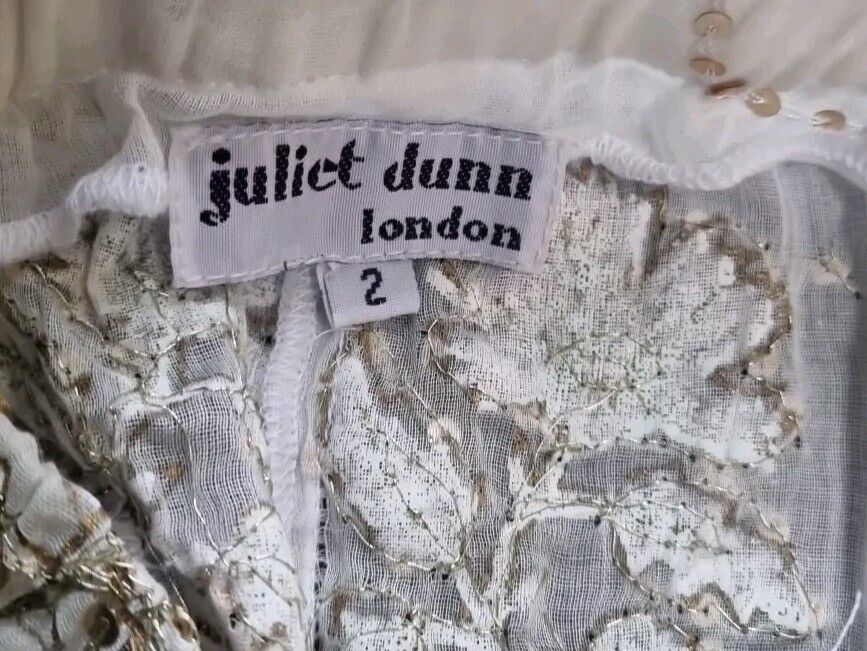 Juliette Dunn London Cream And Gold Sheer Pants Gold, Silver Sequin Trousers 2