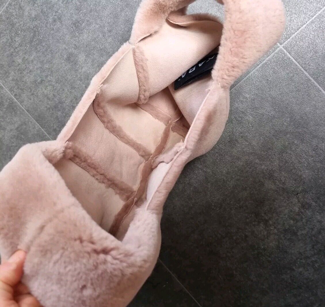 KARA Made In Spain Rose Pink Mini Shopper Leather And Fur Hand Bag